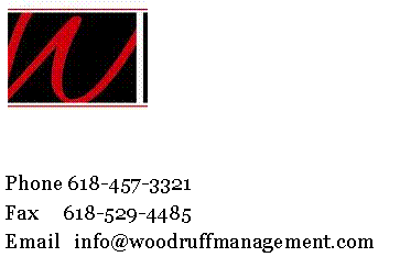 The Red and Black Woodruff Management logo symbolized quality Carbondale Rental Property Management 